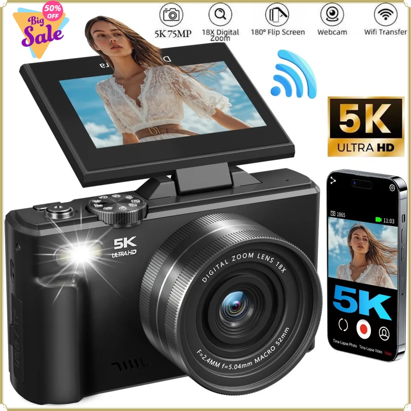 Photography Nature Images - กล้องดิจิตอล 75MP 180 ° หน้าจอพลิกได้สำหรับการถ่ายภาพ 5K