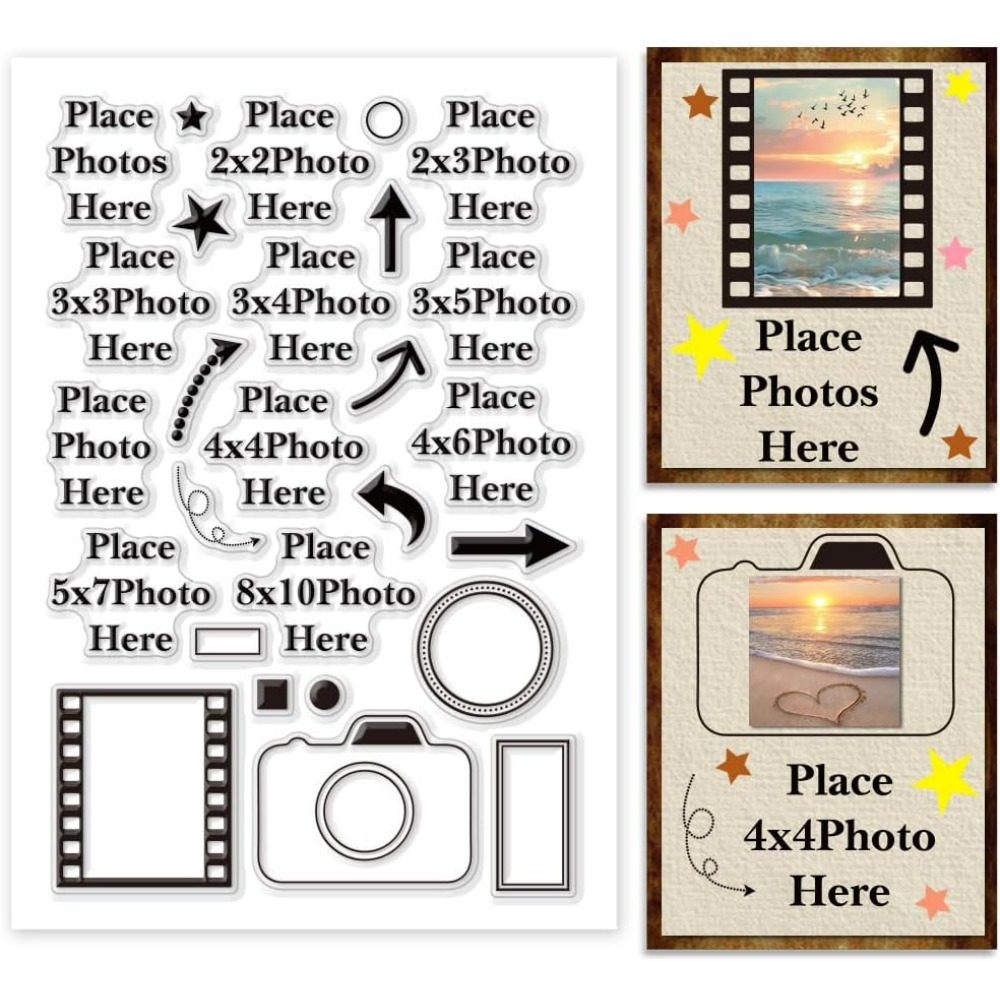 Photography Object - วางภาพที่นี่ ล้างแสตมป์ ลูกศร กล้องซิลิโคน กรอบรูปยาง ซีลขนาดรูปภาพโปร่งใส