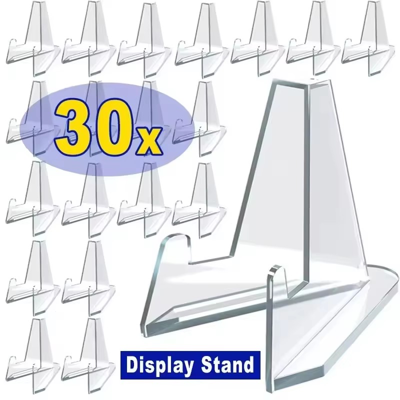 Photography Object - ขาตั้งโชว์การ์ดรูปสามเหลี่ยม 30-1 ชิ้น ขาตั้งอะคริลิคขนาดเล็กสำหรับใส่รูปภาพไอดอล ที่วางรูปภาพสำหรับเหรียญ การ์ดสะสมกีฬา