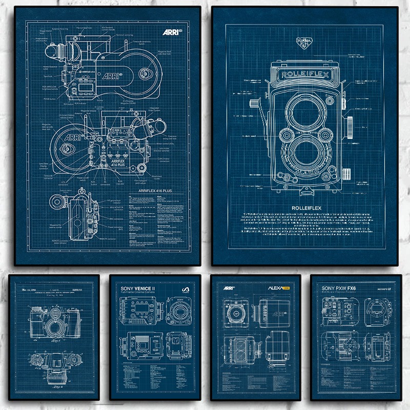 Photography Product - Vintage Leica กล้องพิมพ์เขียวโปสเตอร์การถ่ายภาพคลาสสิกกล้องภาพวาดผ้าใบ Wall Art สําหรับตกแต่งบ้านช่างภาพ